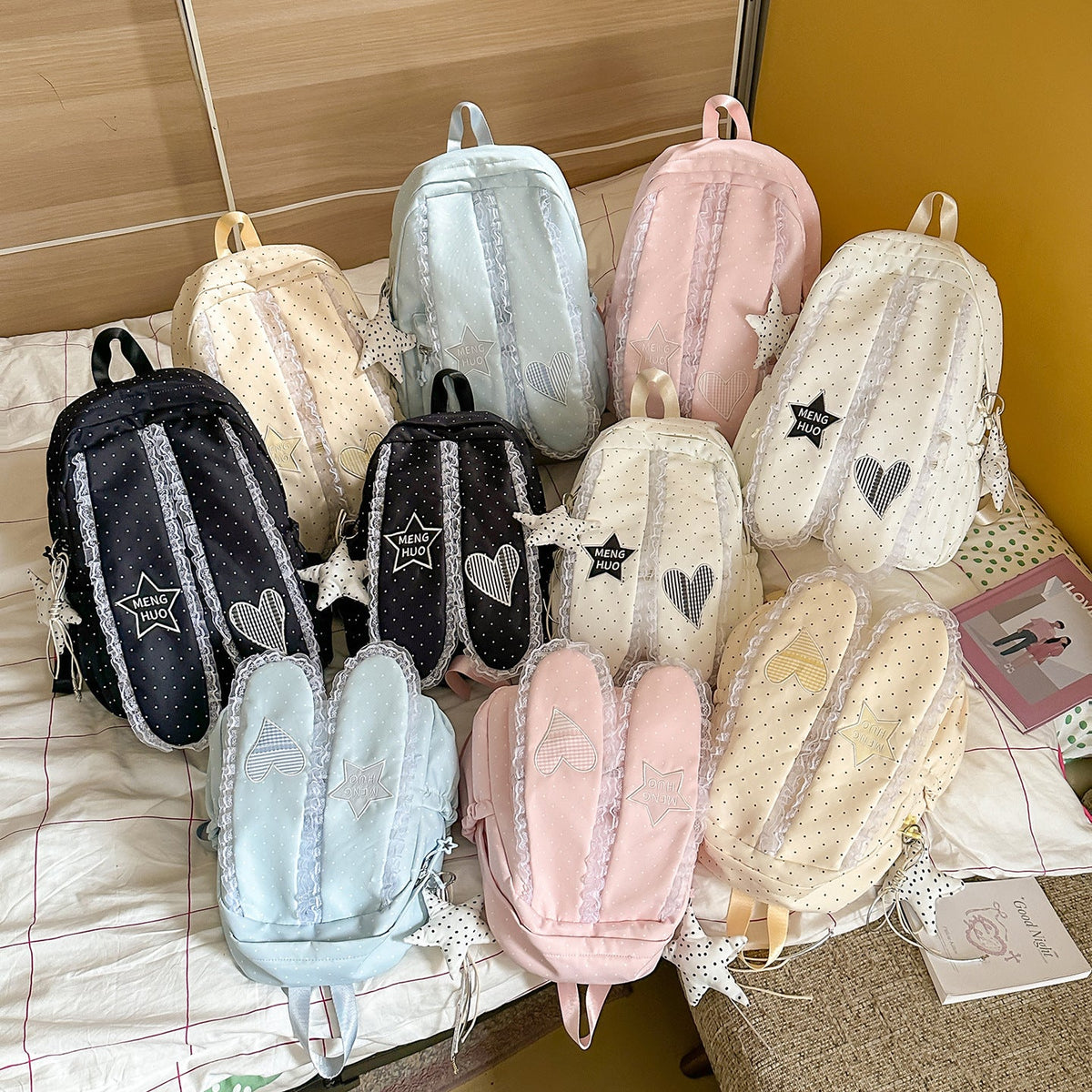 Cute Bunny-Ear Design Embellished Backpack LoungeYard — product view 4