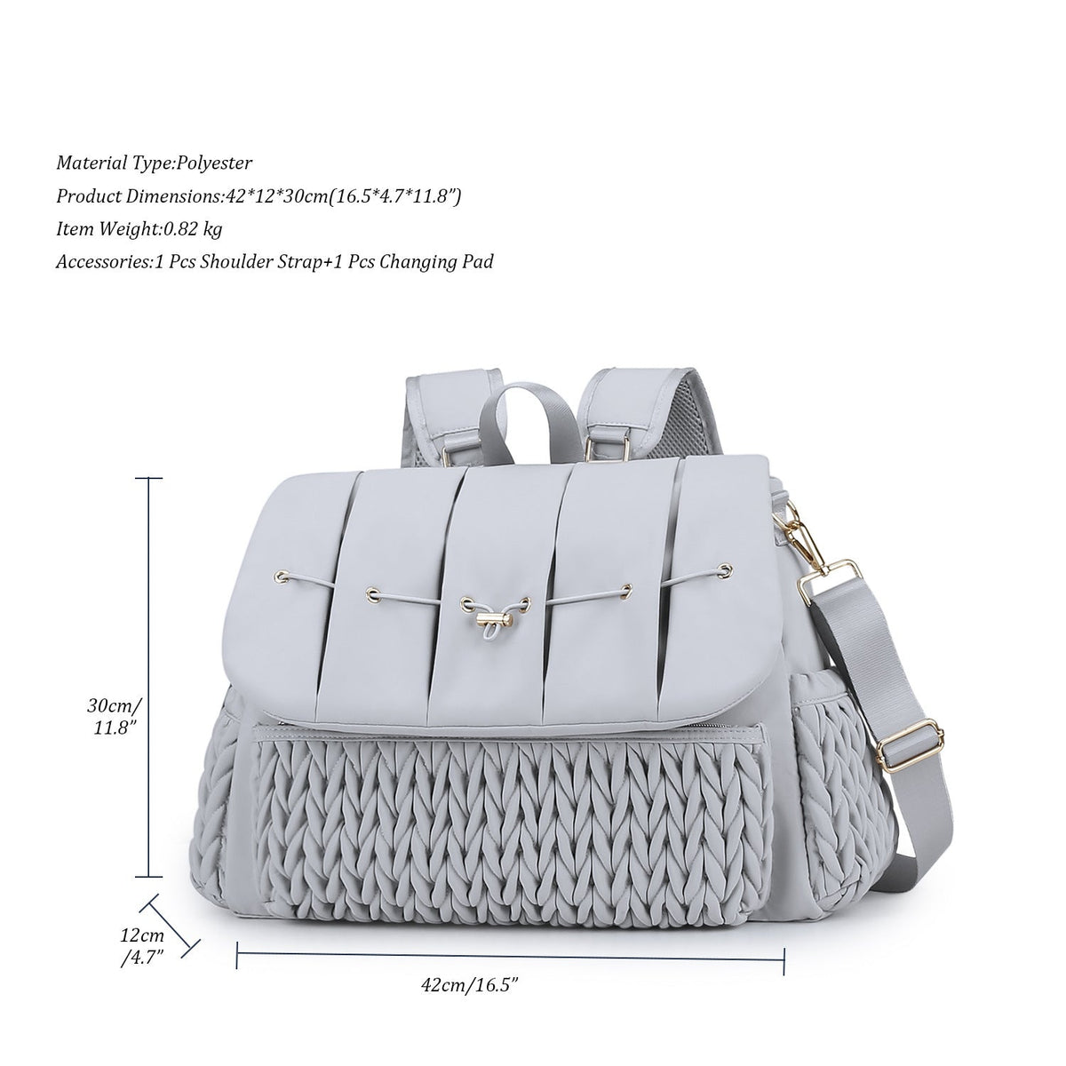 Fashionable backpack with braided design LoungeYard — product view 7
