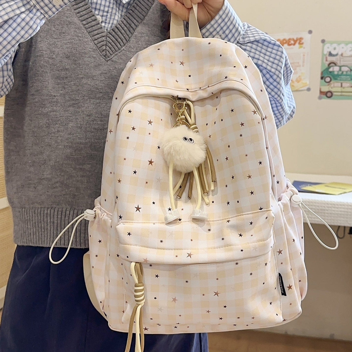 Cute Star-Embellished Daily Backpack LoungeYard — product view 2