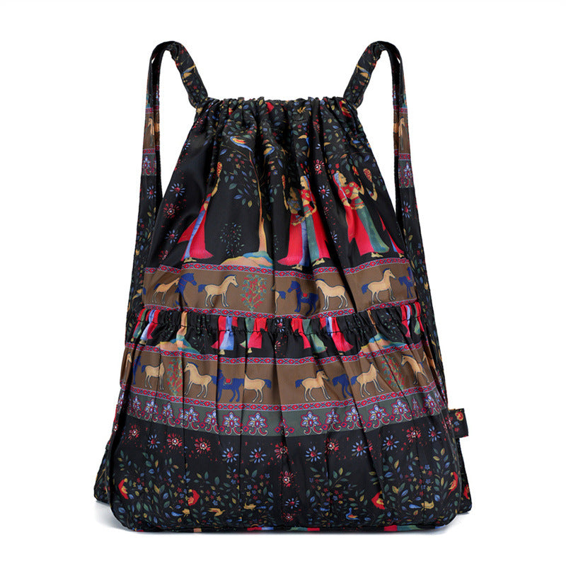 Floral Print Drawstring Backpack LoungeYard — product view 7