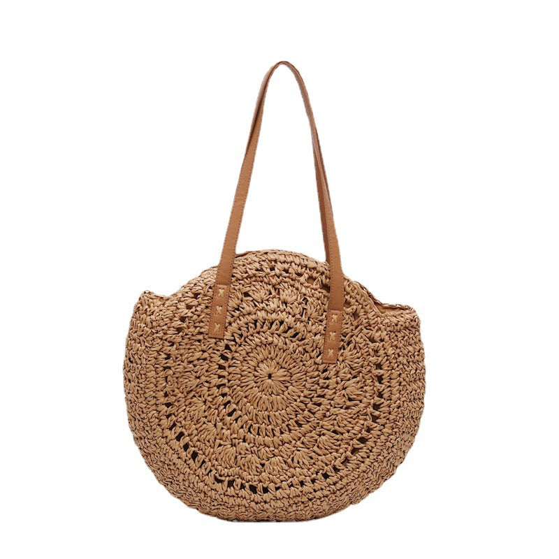 Handmade Round Bag Made of Natural Bast LoungeYard — product view 5