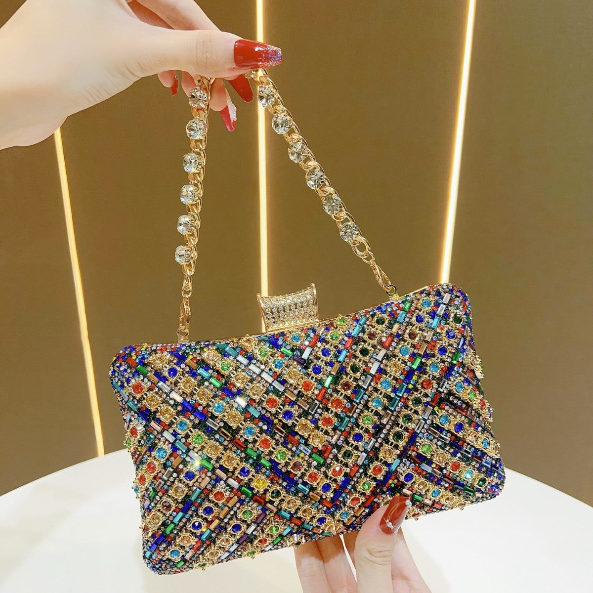 Crystal-Studded Evening Clutch — product view 1