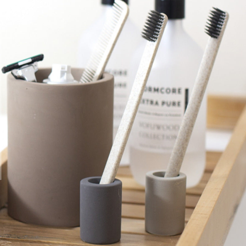 Concrete Single Toothbrush Stand Holder Set LoungeYard — product view 2