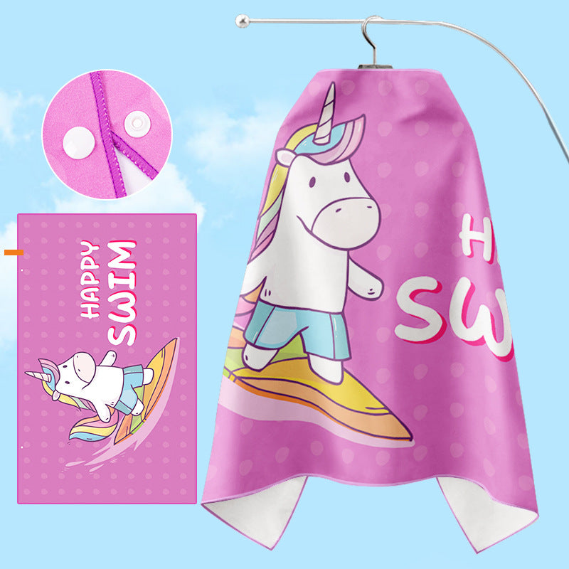 Bathrobe LoungeYard with unicorn motif and practical hood — product view 2