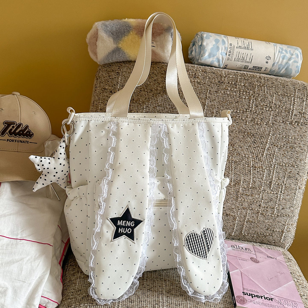 Cute Decorative Bunny-Ear Tote Bag LoungeYard — product view 7