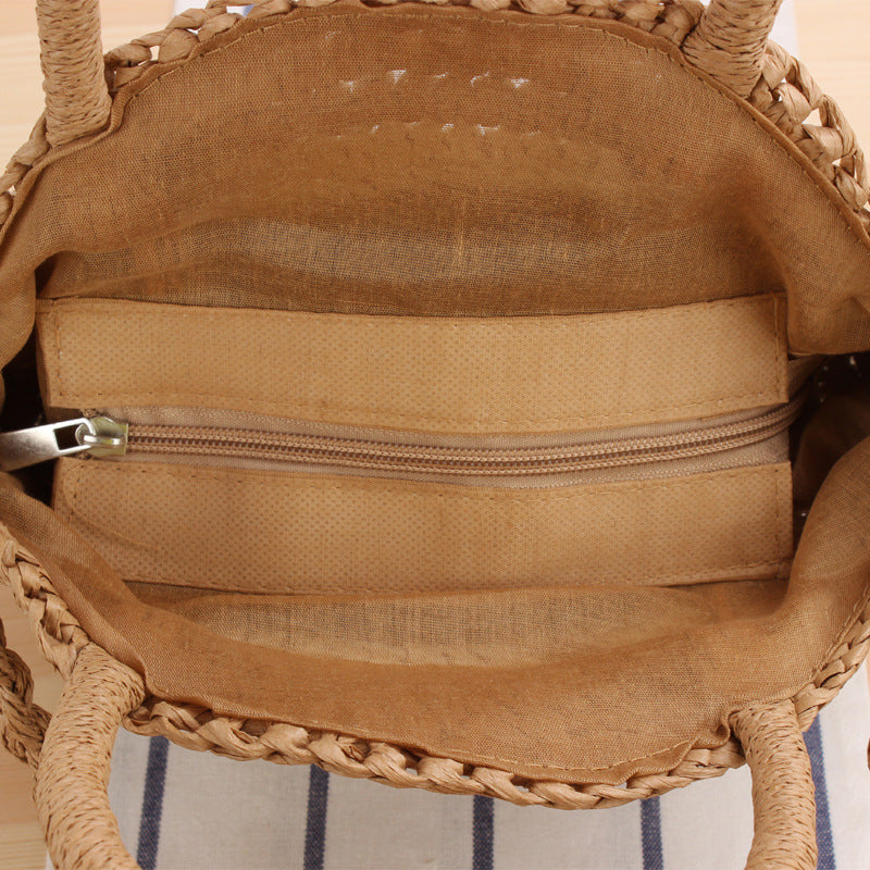 Round Bast Crossbody Bag with Spiral Design LoungeYard — product view 4