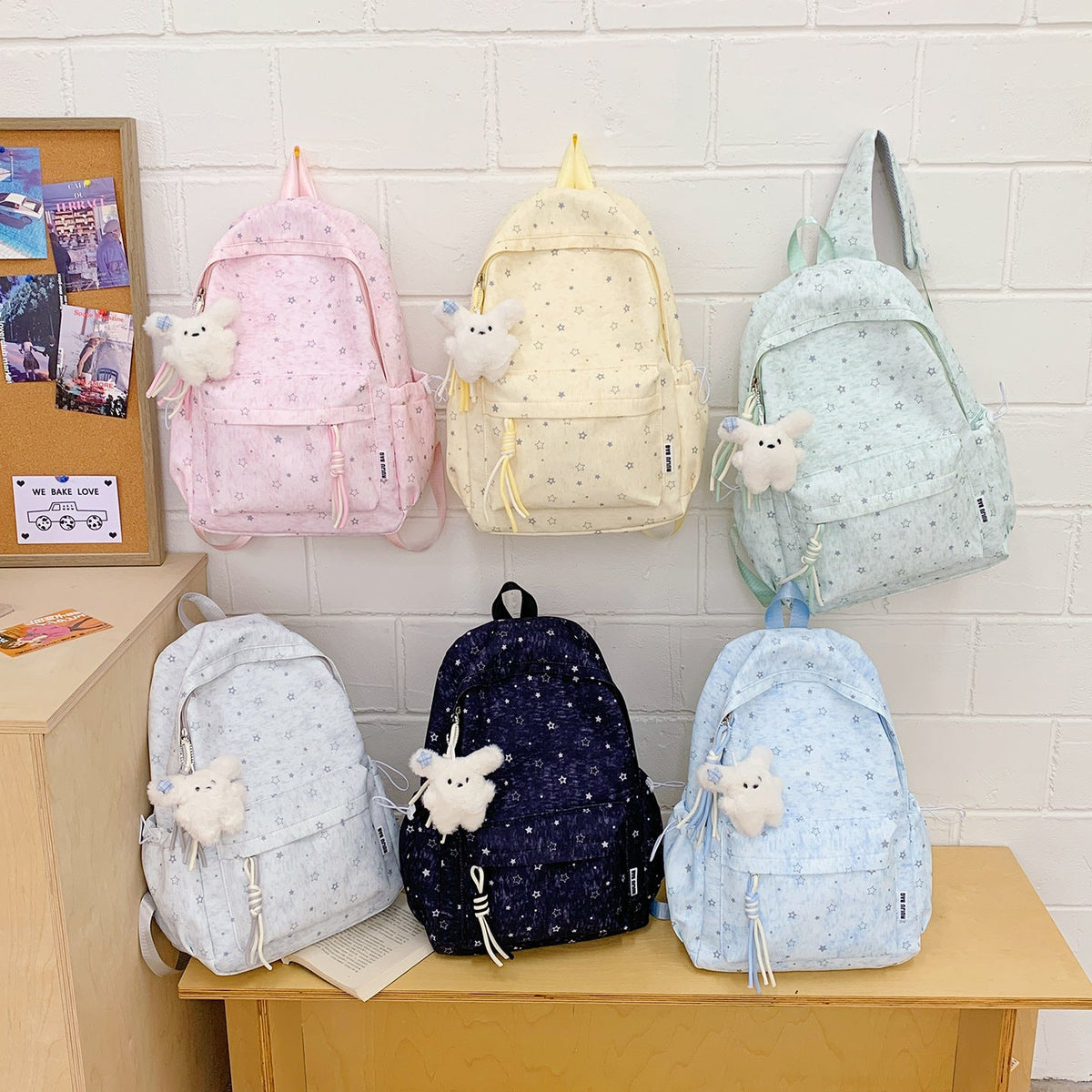Cute Star-Patterned School Backpack LoungeYard — product view 4