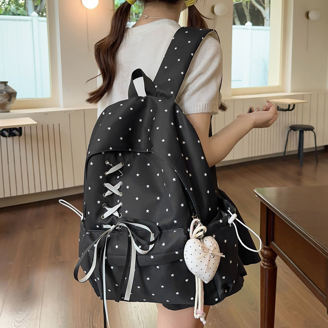 Charming Star-Embellished Backpack LoungeYard — product view 3