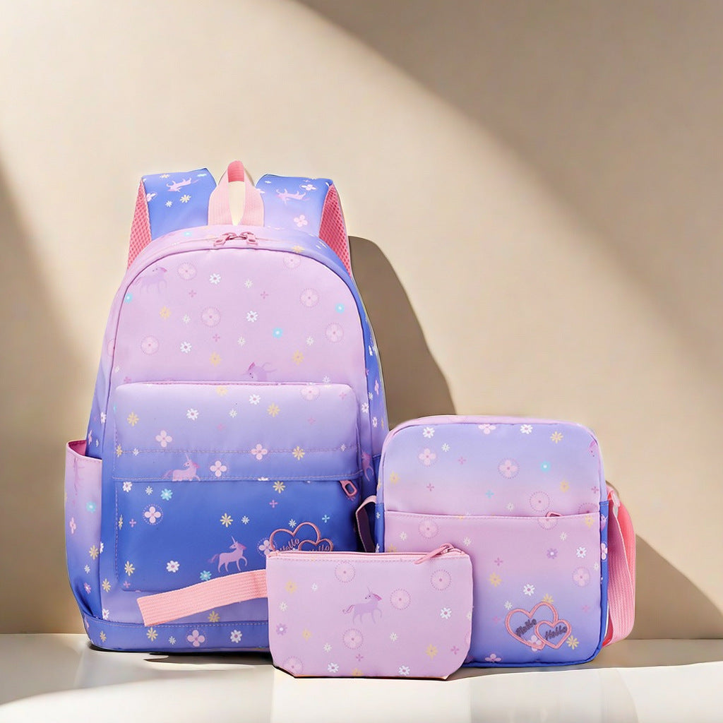Whimsical Floral Print Backpack Set LoungeYard — product view 1