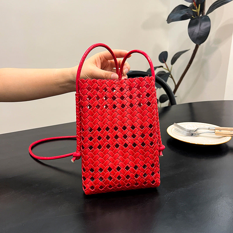 Handcrafted Woven Leather Shoulder Bag — product view 2