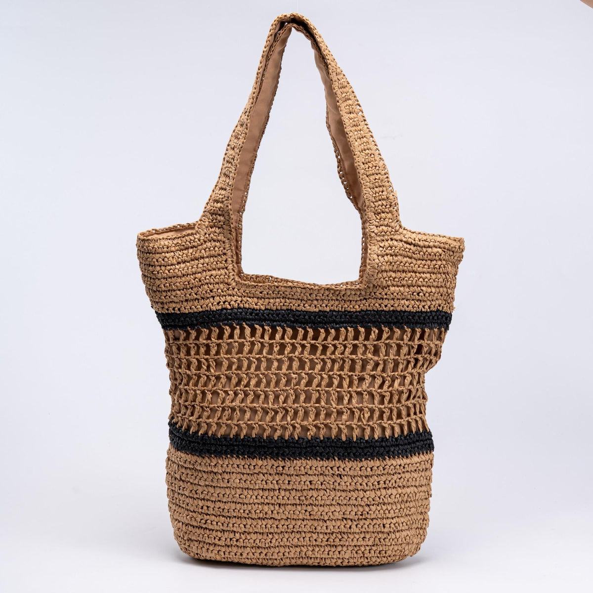 Handwoven tote bag with modern grid pattern LoungeYard — product view 3