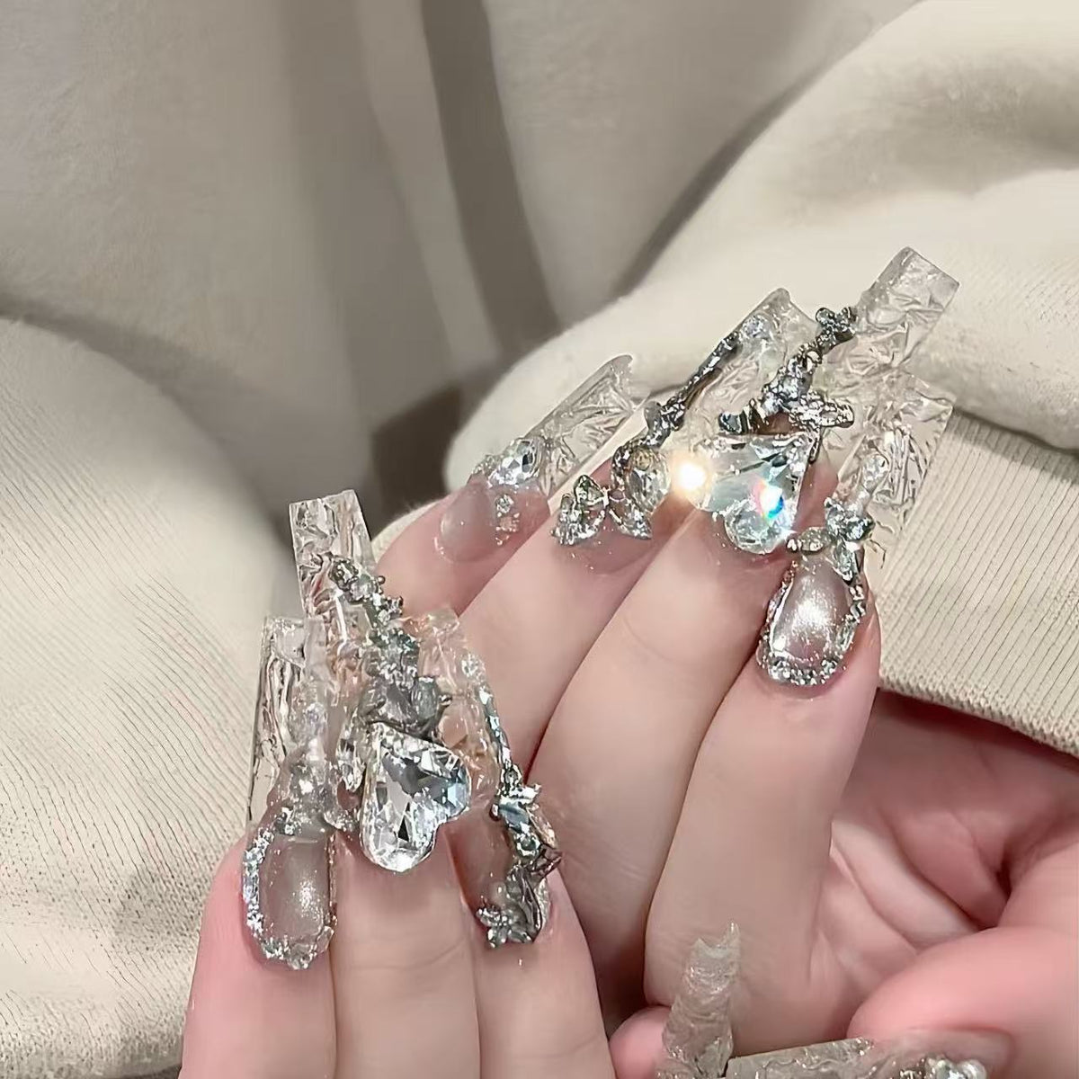 Luxury Crystal-Accented Long Nail Art Extensions — product view 3