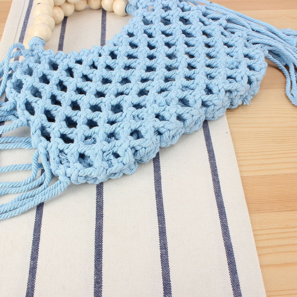 Handmade Macrame Bag with Wooden Handles LoungeYard — product view 4