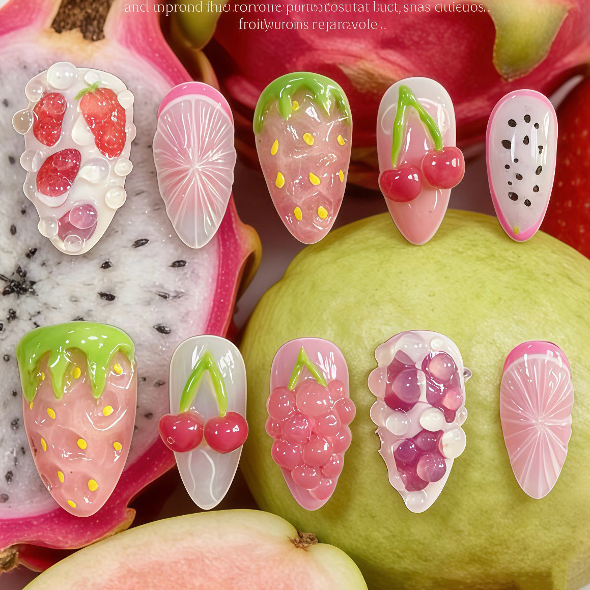 Creative Fruit-Themed Press-On Nail Art Set — product view 1