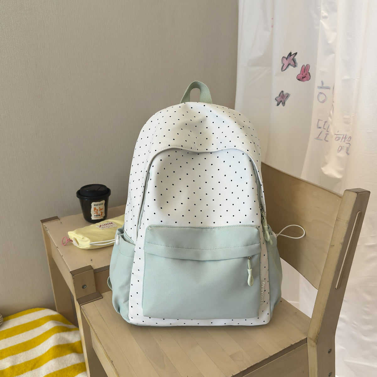 Polka Dot and Solid Color Backpack LoungeYard — product view 7