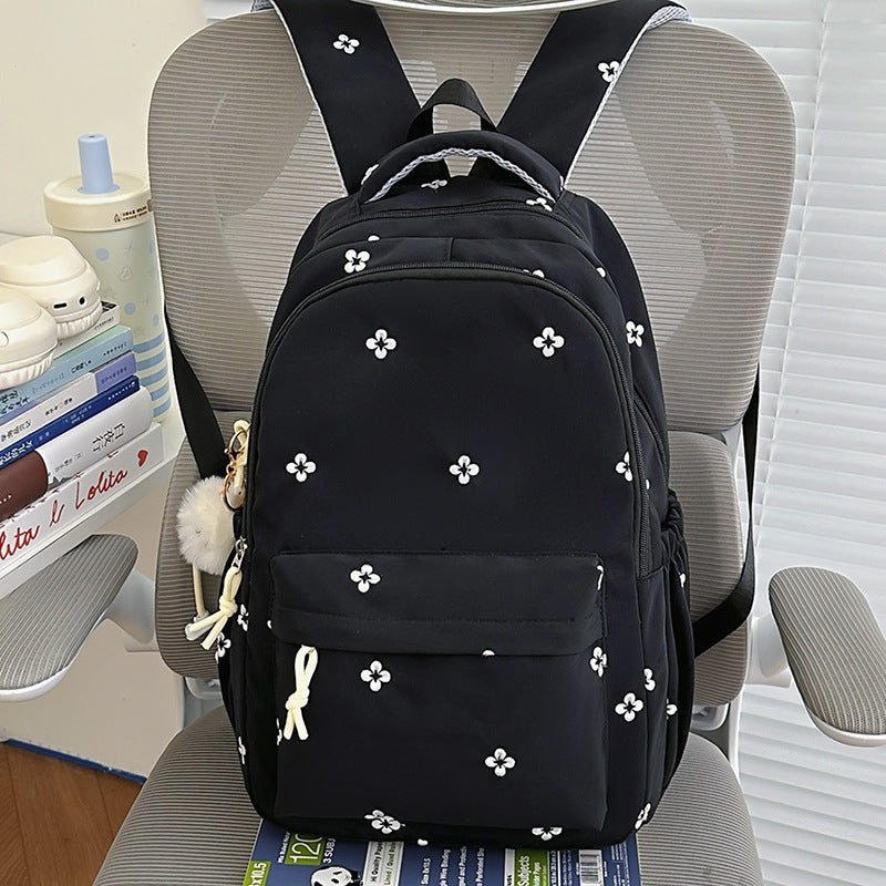 Embroidered Floral Patterned School Backpack LoungeYard — product view 7