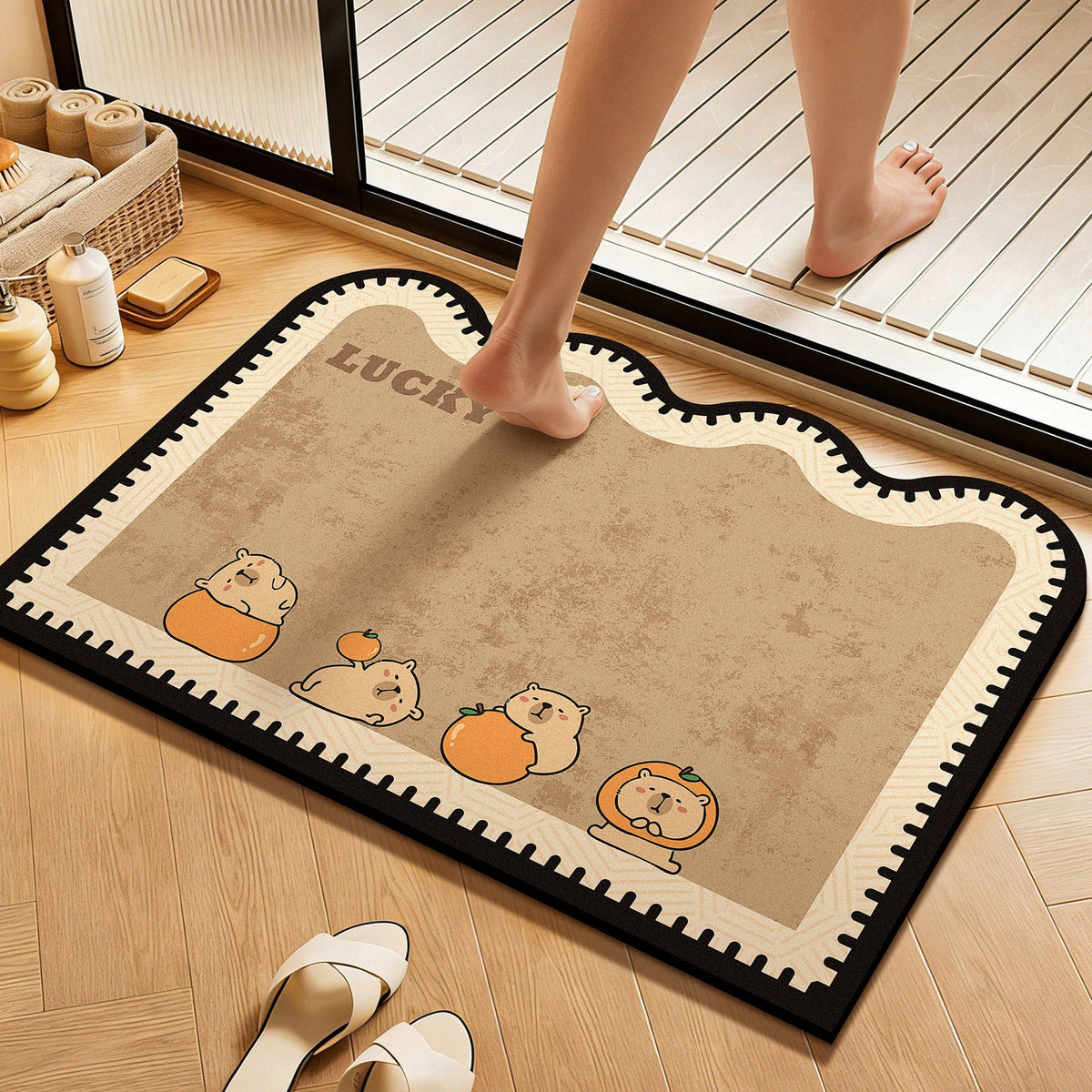 Playful Cartoon Animal-Themed Bath Mat — product view 5