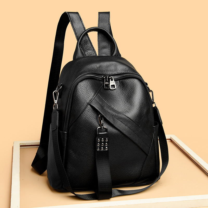 Vintage-Inspired Textured Leather Backpack LoungeYard — product view 2