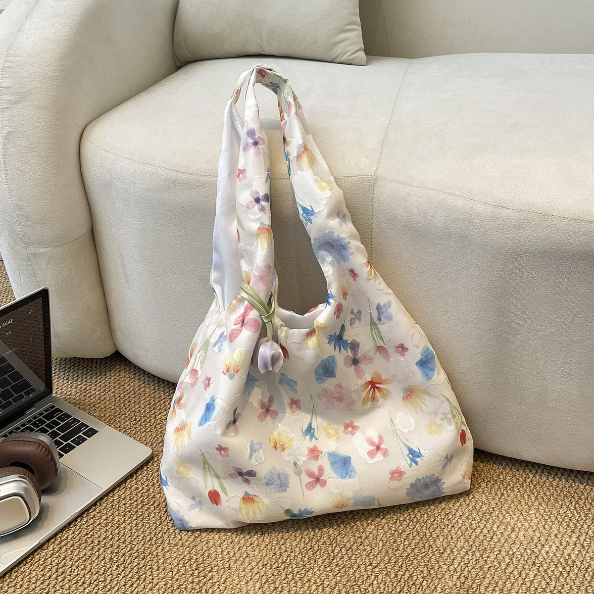 Practical Flower Print Tote Bag LoungeYard — product view 4