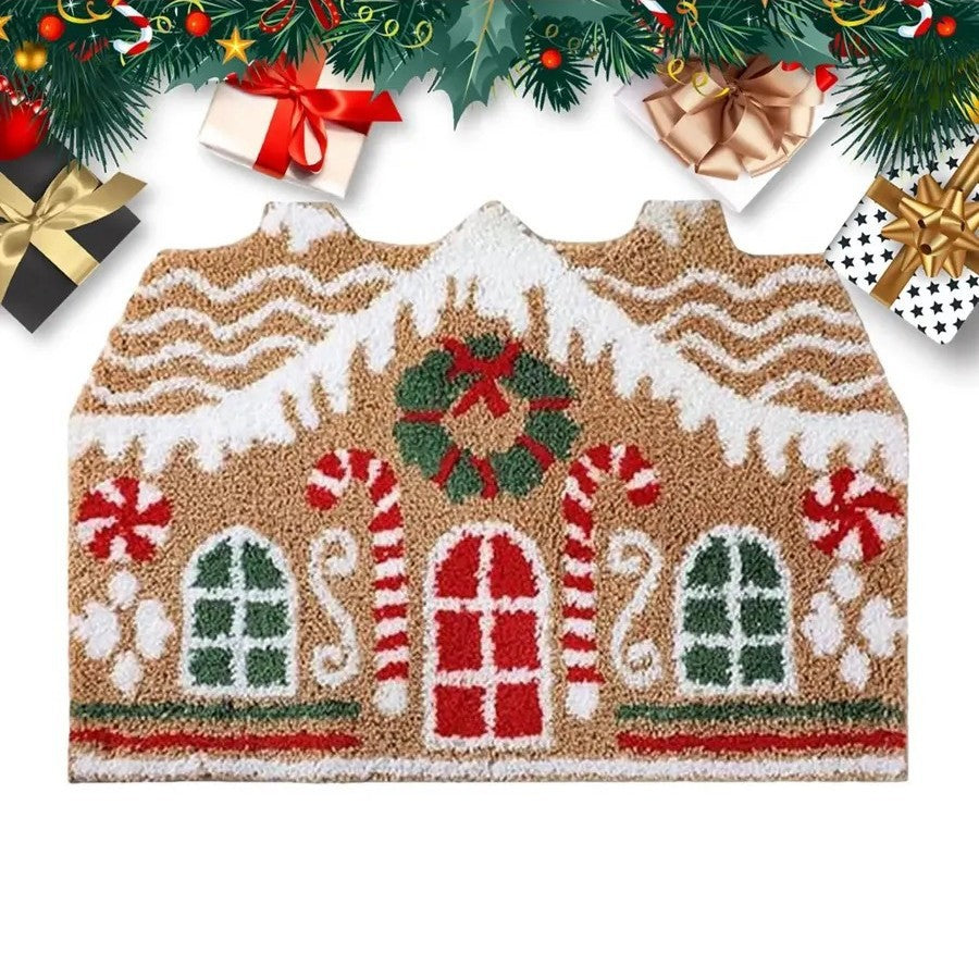 Gingerbread House Themed Bath Mat — product view 1