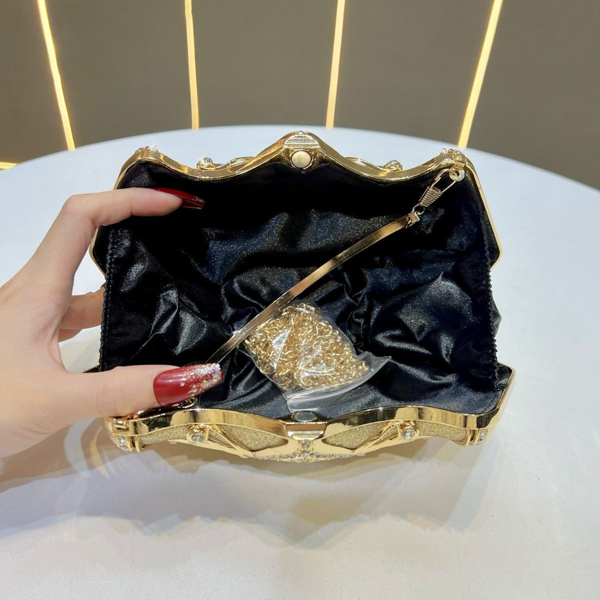 Floral-Inspired Rhinestone Evening Clutch — product view 3
