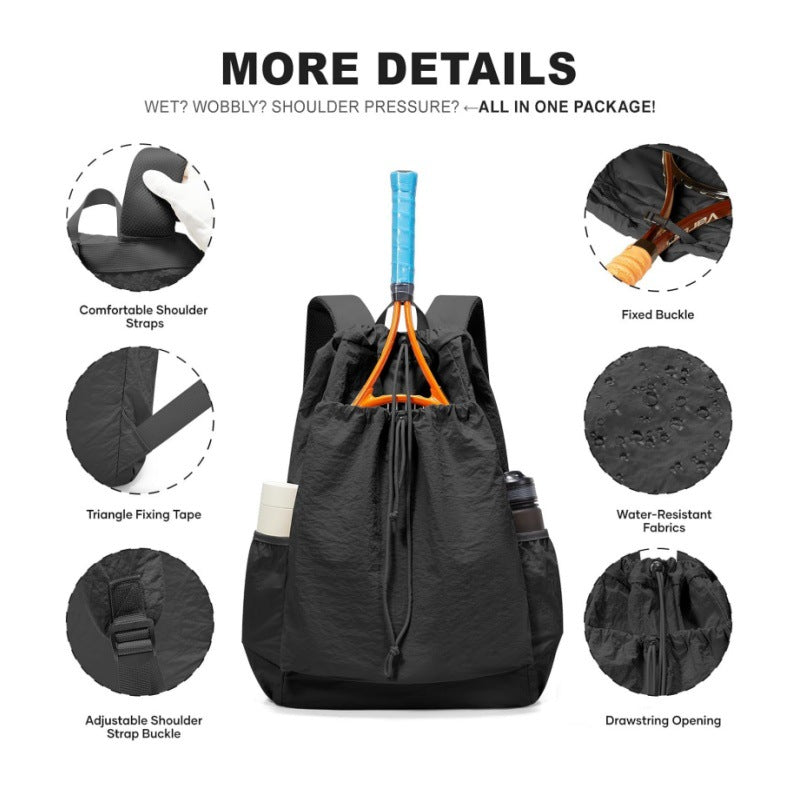 Tennis Racket Drawstring Backpack — product view 7