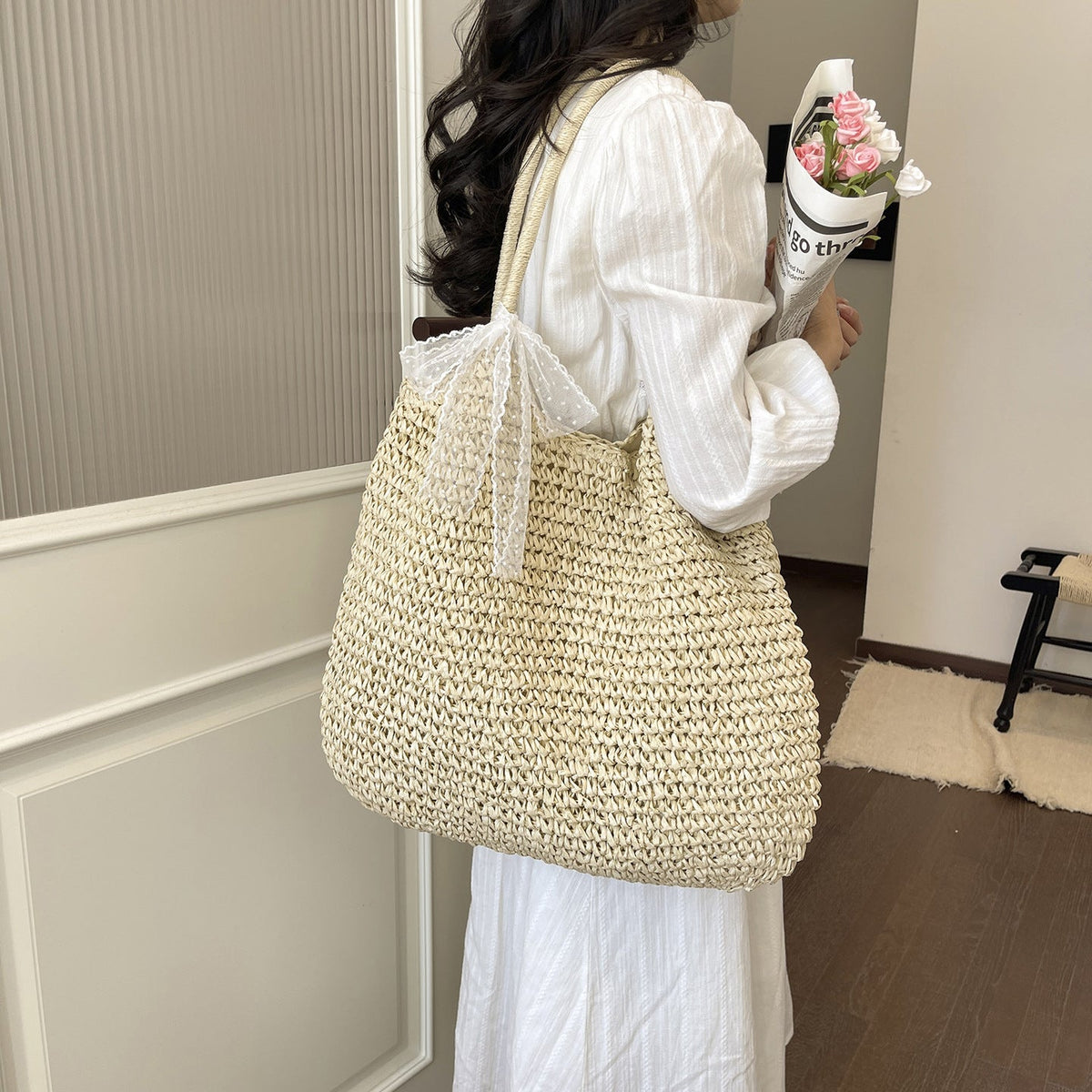 Stylish Handbag Made Of Braided Material LoungeYard — product view 2