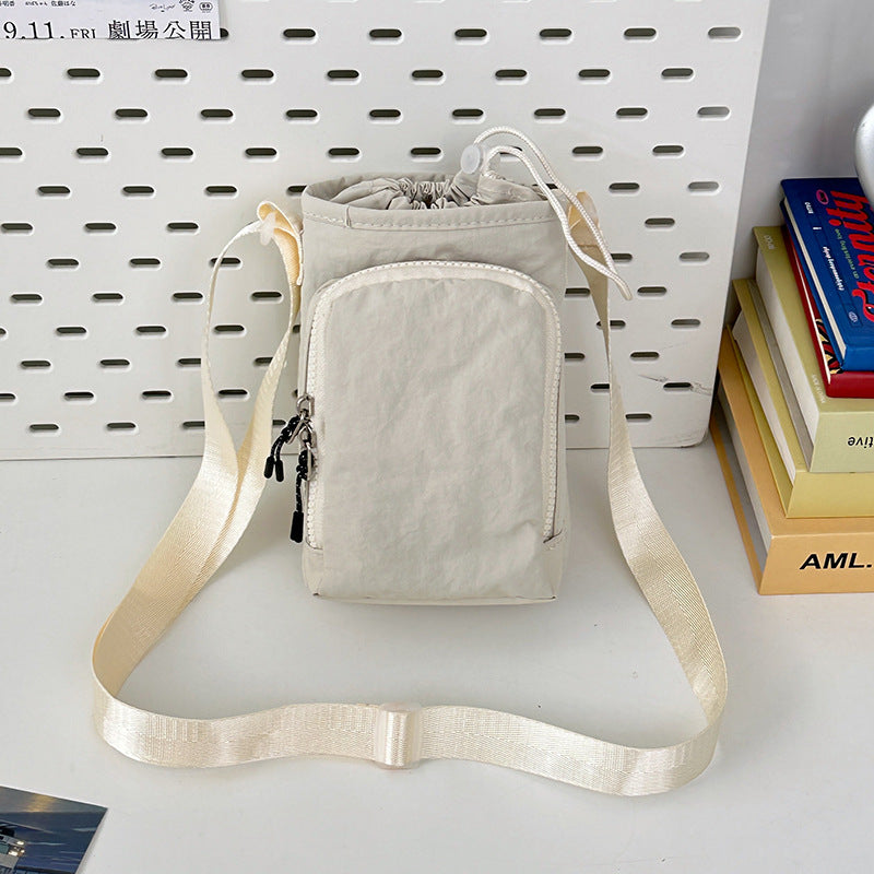 Compact Drawstring Crossbody Utility Pouch with Front Zip Pocket LoungeYard — product view 7