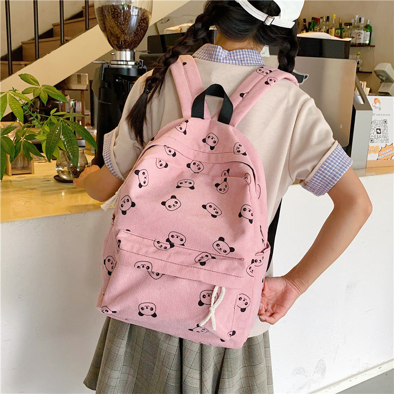 Casual backpack with panda motif LoungeYard — product view 2