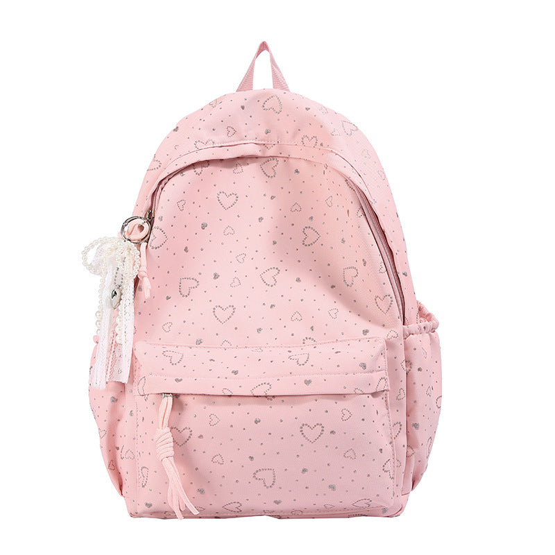 Heart-Patterned School Backpack LoungeYard — product view 5