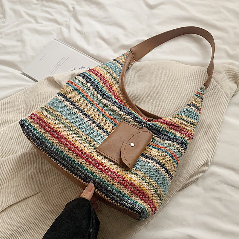 Bohemian Woven Straw Shoulder Bag — product view 2
