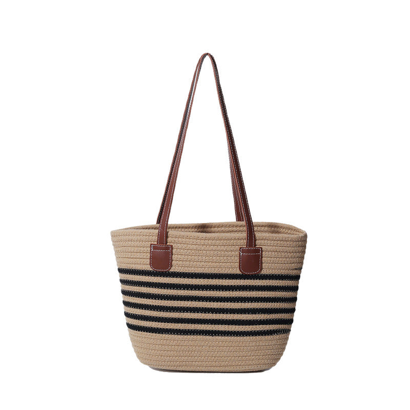 Striped Woven Beach Tote Bag LoungeYard — product view 5