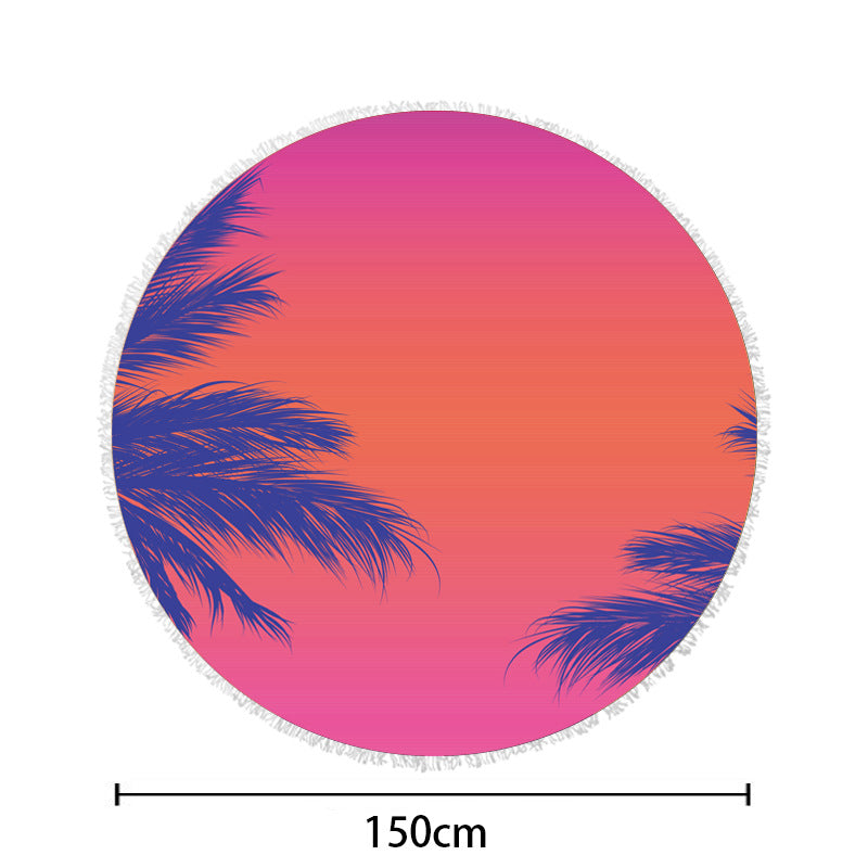 round beach towel with cheerful palm motif LoungeYard — product view 1
