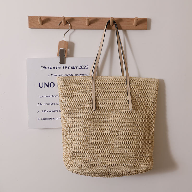 Braided shopping bag with elegant leather handles LoungeYard — product view 2