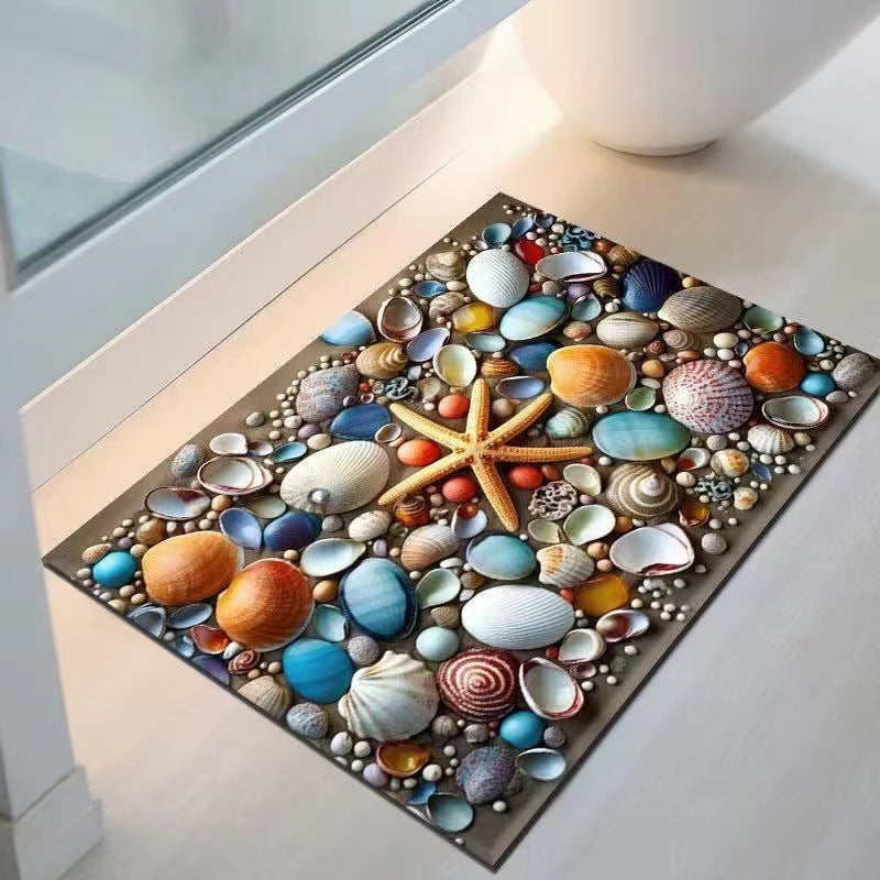 Coastal Seashell Design Bath Mat LoungeYard — product view 5