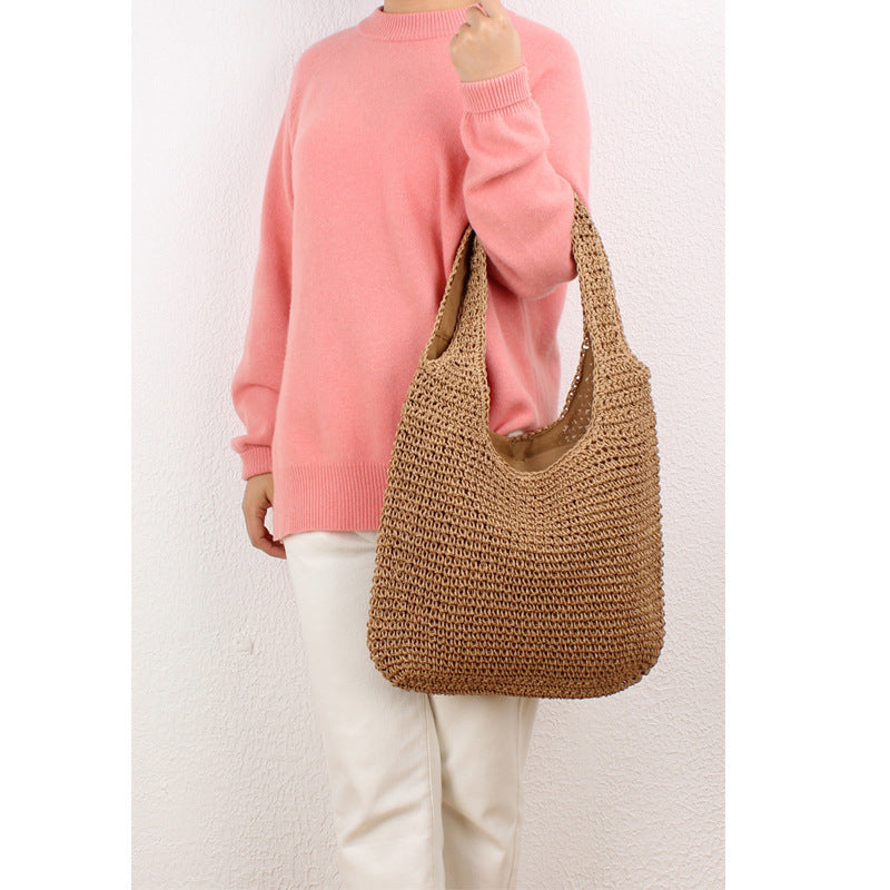 Handmade Mesh Tote Bag in Minimalist Design LoungeYard — product view 3