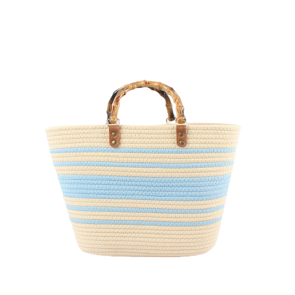Stylish beach bag with bamboo handles LoungeYard — product view 5
