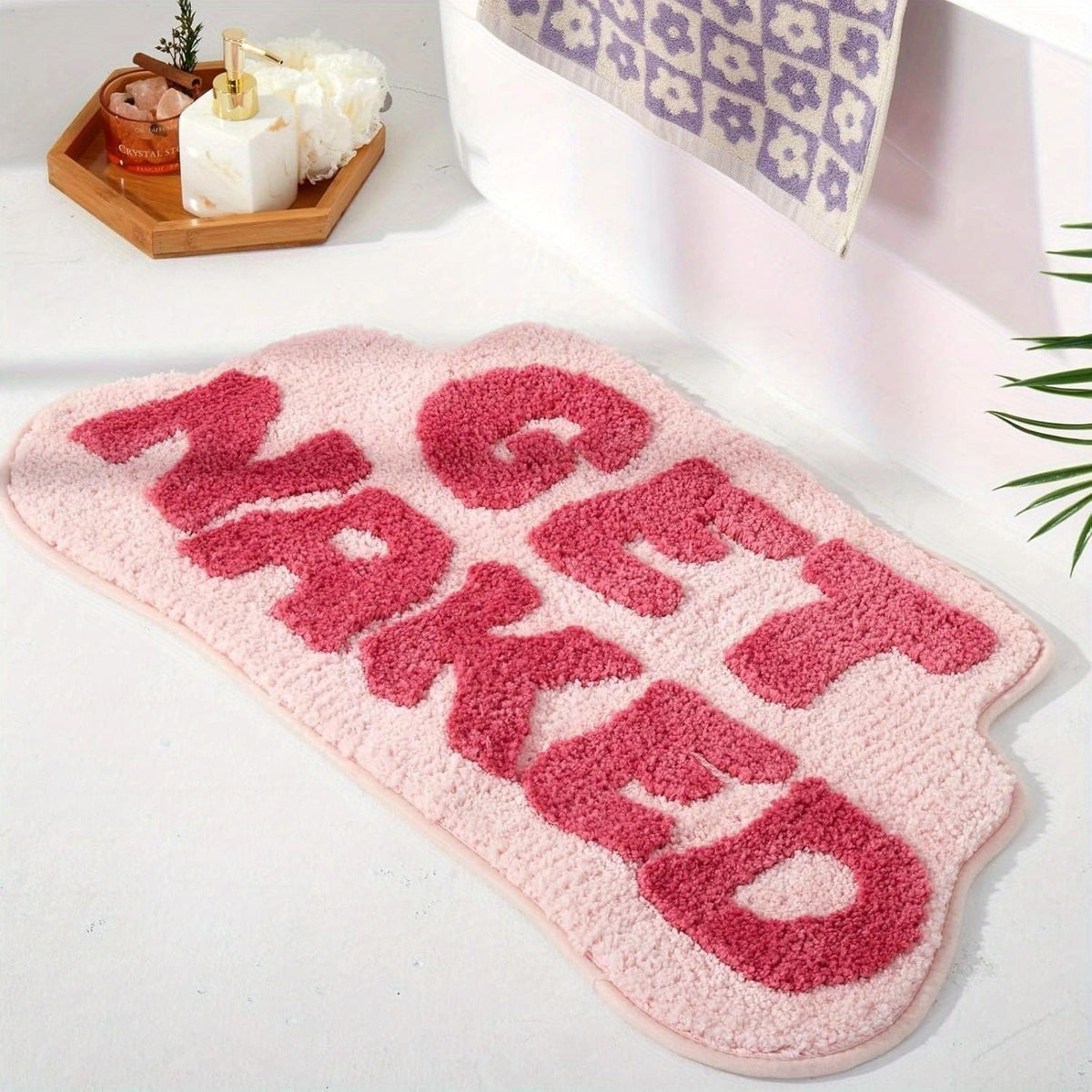 Playful Text Bath Mat LoungeYard — product view 1