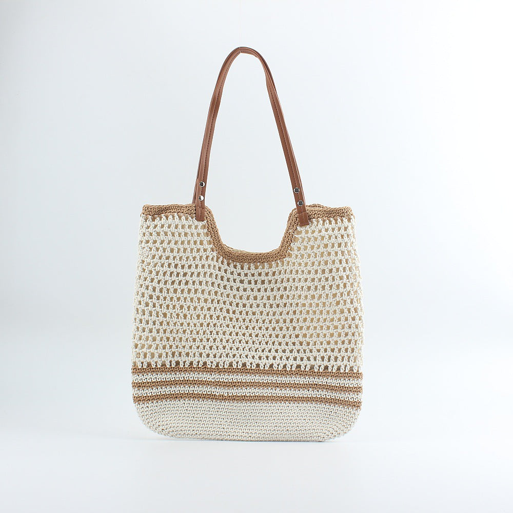 Handcrafted designer beach bag with sturdy leather handles LoungeYard — product view 5