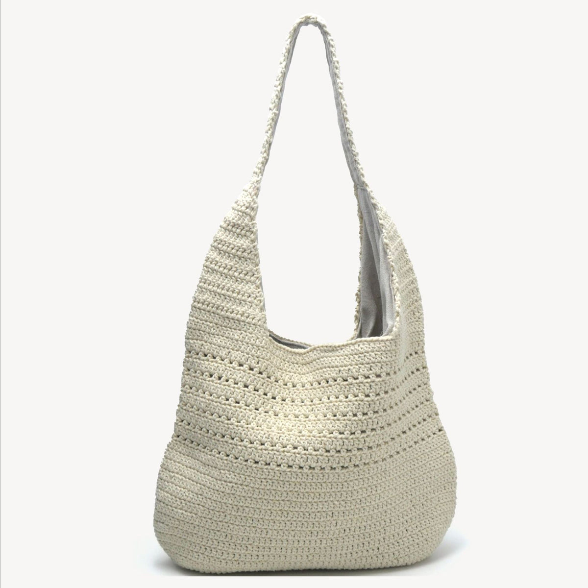 Handmade macrame shoulder bag with ergonomic shoulder strap LoungeYard — product view 1