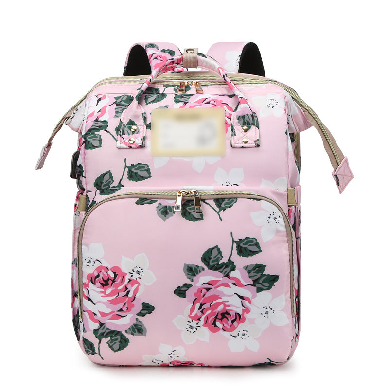 Floral Patterned Multi-Functional Backpack LoungeYard — product view 2