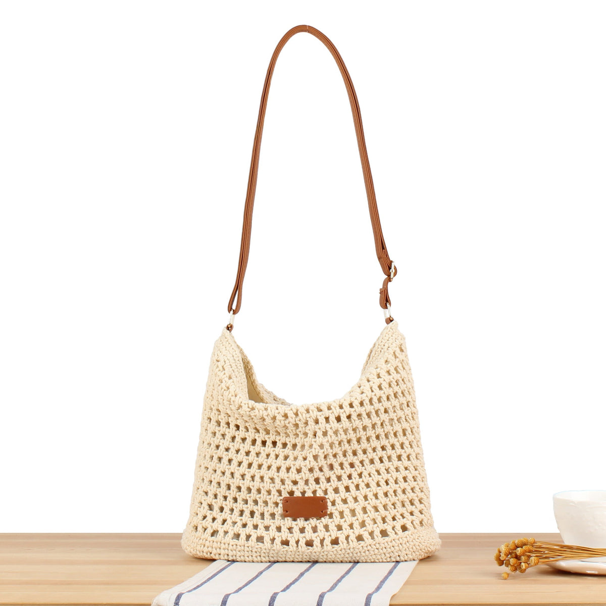 Macrame Crossbody Bag with Sturdy Leather Handle LoungeYard — product view 1
