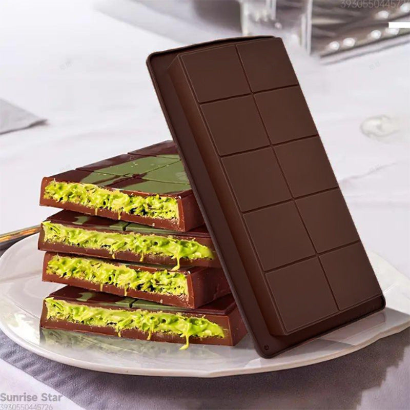 Flexible Silicone Rectangular Chocolate Bar Mold Ten-Segment Nonstick Removable Tray — product view 3