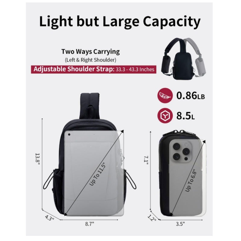 Ergonomic Sling Backpack with Organizer LoungeYard — product view 4