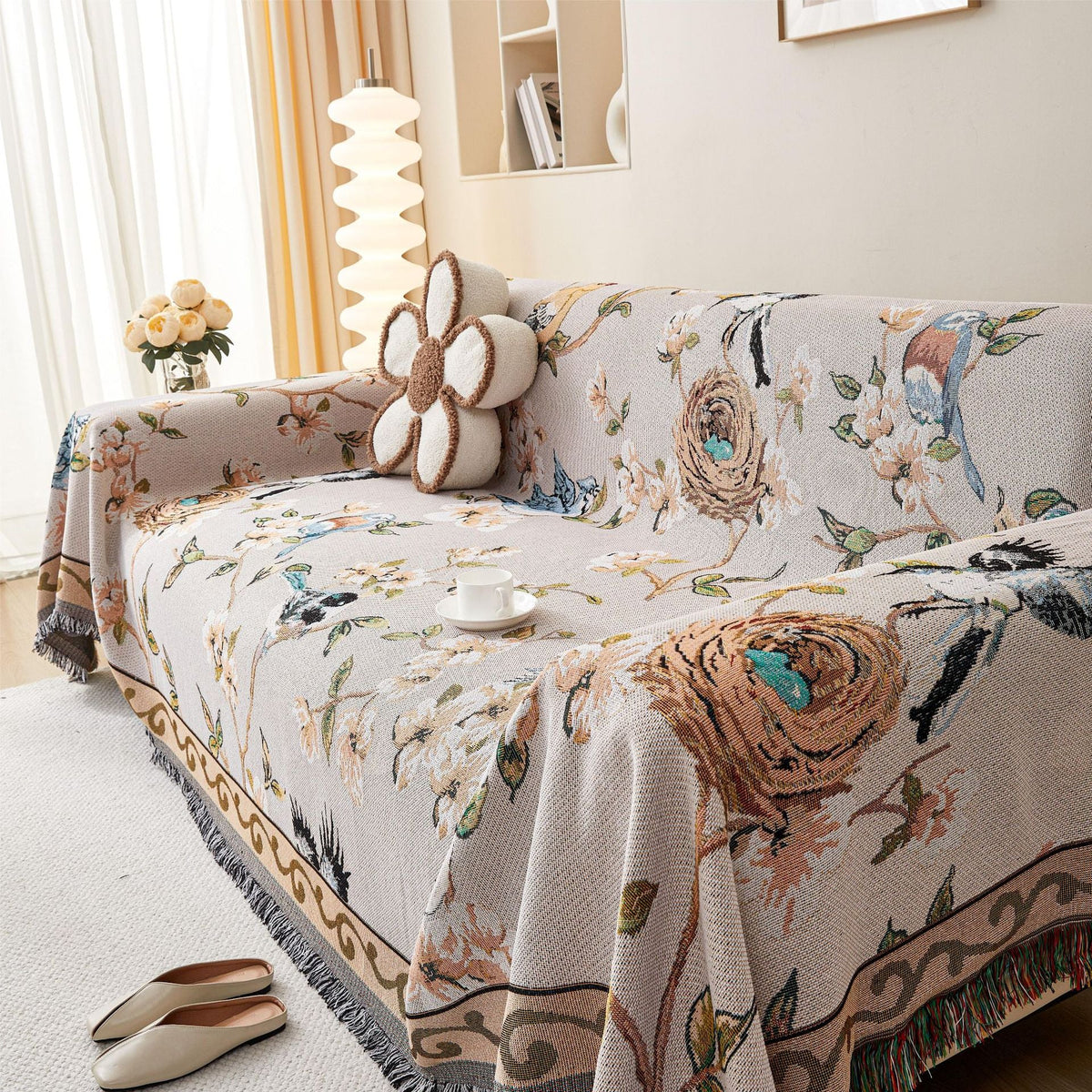 Artistic Floral Pattern Sofa Throw — product view 1