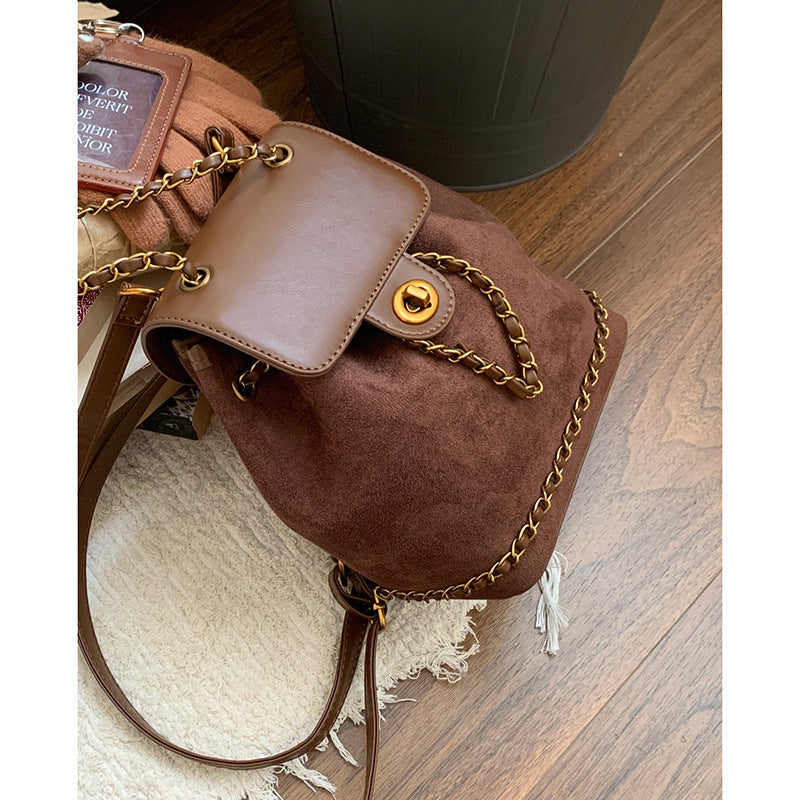 Stylish Suede Drawstring Backpack LoungeYard — product view 6