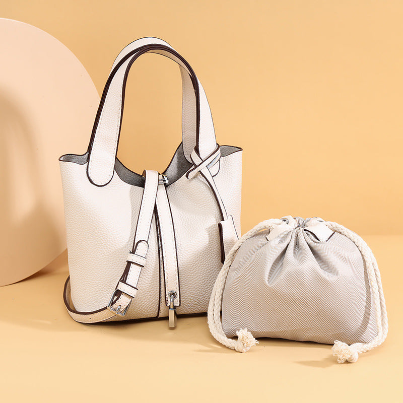 Dual-Compartment Textured Leather Tote Bag LoungeYard — product view 3