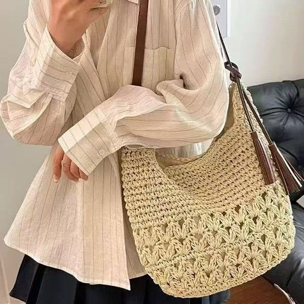 Macrame Crossbody Bag with Tassel Details LoungeYard — product view 2