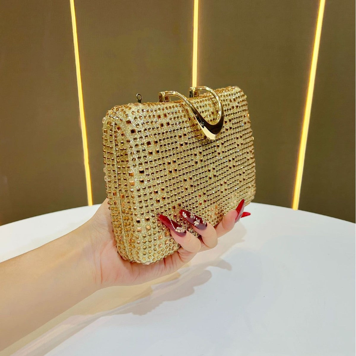 Rhinestone-Studded Formal Clutch — product view 2
