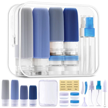 Leakproof Silicone Travel Toiletry Bottle and Jar Kit with Clear TSA Pouch LoungeYard — product view 6